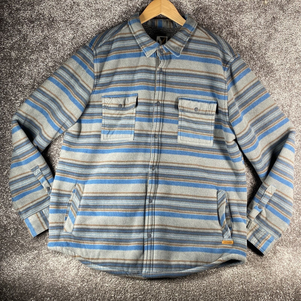 Voyager Mens Shirt Jacket Mens XL Blue Gray Shacket Sherpa Polar Fleece  Lined | eBay