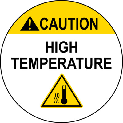 CAUTION HIGH TEMPERATURE  | Adhesive Vinyl Sign Decal