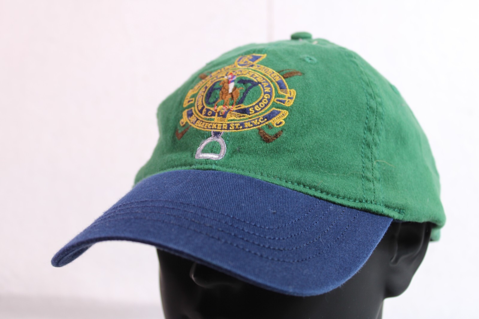RARO cappello Polo Ralph Lauren N.Y.C.Bleecker 1967 verde blu oro logo grande pony
