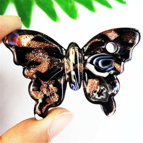 2pcs Beautiful Carved Inlaid Lampwork Glass Butterfly Pendant Bead YJ40DP - Picture 13 of 23