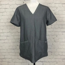 Figs Womens Casma Three-Pocket Scrub Top Size S Heather Gray