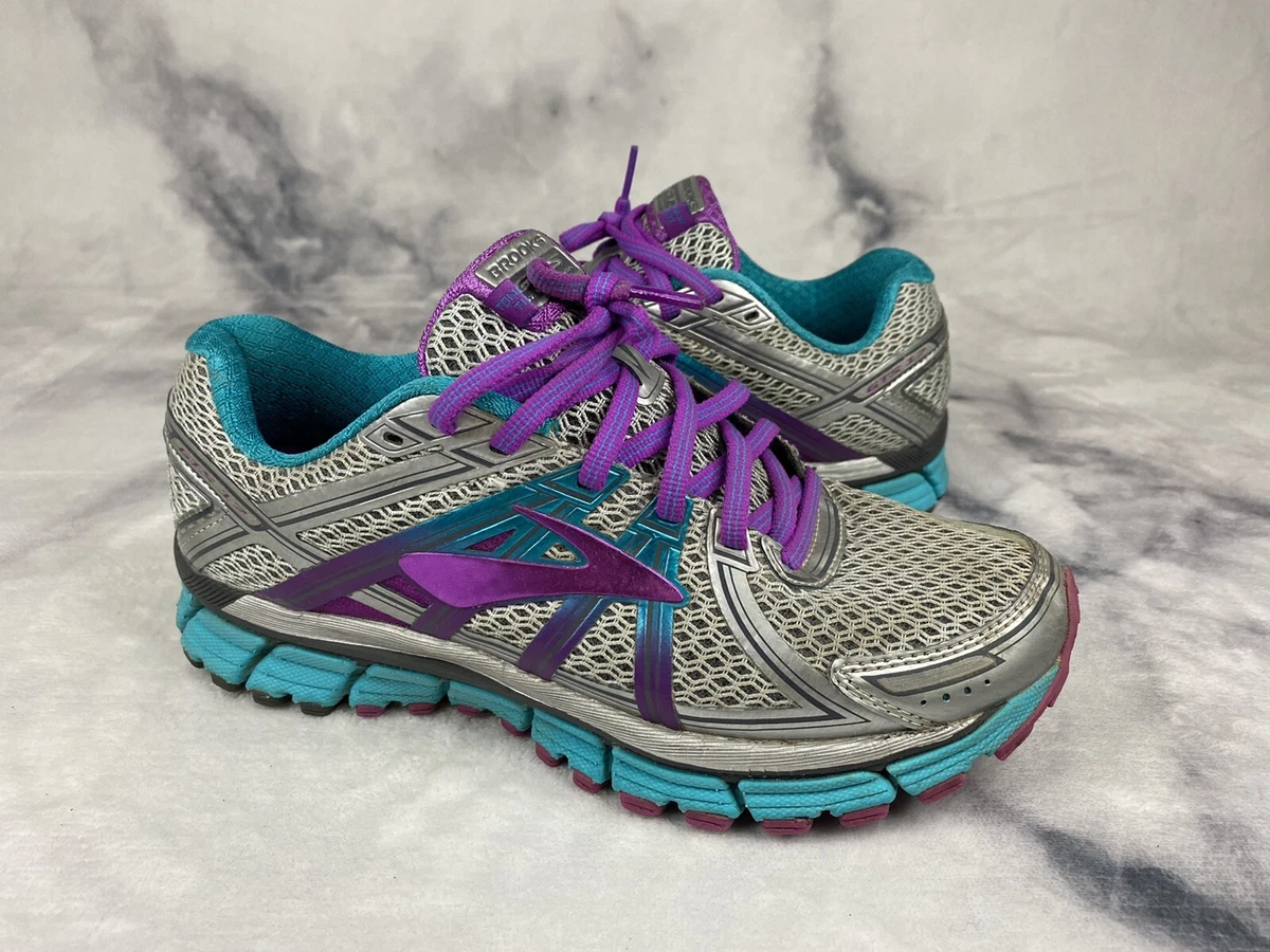 Brooks Adrenaline GTS 17 1202311B055 Silver Purple Running Shoes Women Size 8