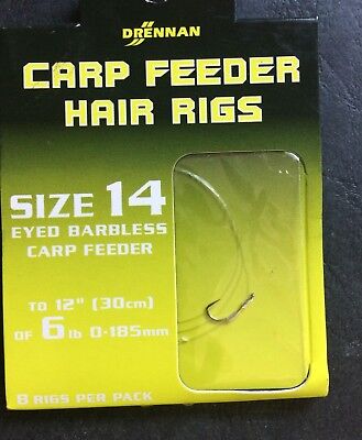 EYED BARBLESS FISHING HOOKS 10 PER PACK DRENNAN CARP HAIR RIGGER HOOKS