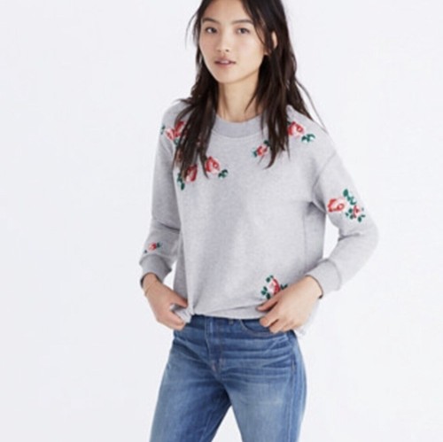 By Madewell Floral Embroidered Gray 
