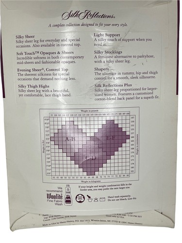 Hanes Silk Reflections Pantyhose Silky Sheer Reinforced Toe Jet Size EF USA - Picture 2 of 4