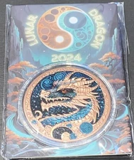 2024 Lunar Dragon .999 33 grams Copper Round w/Blister Pack
