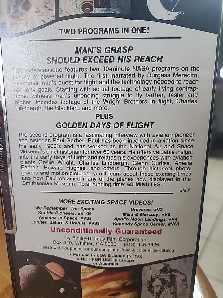 Space And Science - The History Of Flight (VHS) Documentary - Image 4 of 4