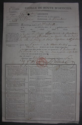 Offiziersfahrplan. Garde du Corps du Prince de Poix. Cie Noailles.1814