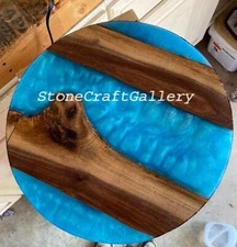 18" Epoxy Resin Corner Table Top / Epoxy Table Top Handmade Art Furniture