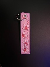 Cute Sakura Cherry Blossom Wristlet Lanyard Keychain Accessory, Embroidered