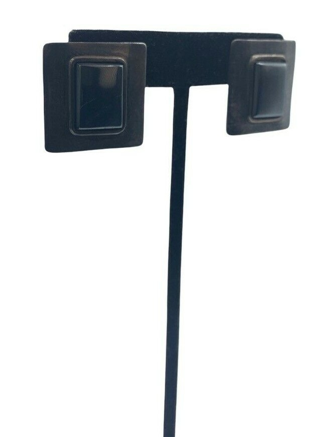 Square Stud Earrings With Hematite Stone 925 Ster… - image 2