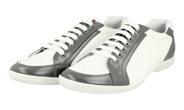 Prada Leder Linea Rossa Offshore Sneaker - 4E2439 - Weiss Grau Neu - 9,5 43,5-image