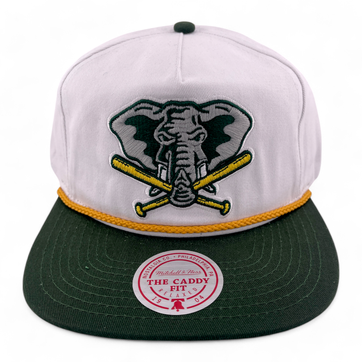 Mitchell Ness Oakland Athletics A's Batter Rope Golfer Caddy Fit Snapback  Hat