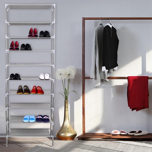 10-Schicht Schuhschrank Schuhablage Schuhregal Schuhständer erweiterbar Grau - Bild 8 von 12