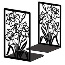 Metal Bookends for Shelves, Modern Decorative Heavy Duty Study Book Ends Stop...