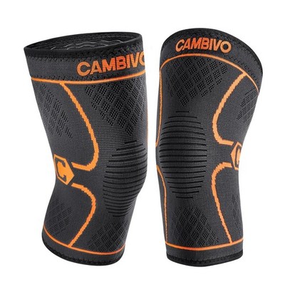CAMBIVO Kniebandage Kompression 2er Set Orange Gr. XL Running Sport