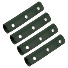 4 Pcs Leather Luggage Handle Wraps Fine Texture Silver Buckle, Dark Green