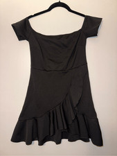 Nasty Gal Womens Size 6 Show Me Off The Shoulder Black Cocktail Wrap Dress NWT