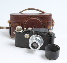 1936 LEICA lll, 5CM F/3.5 ELMAR-CASE-FIKUS HOOD-CAMERA WORKS FILM TESTED