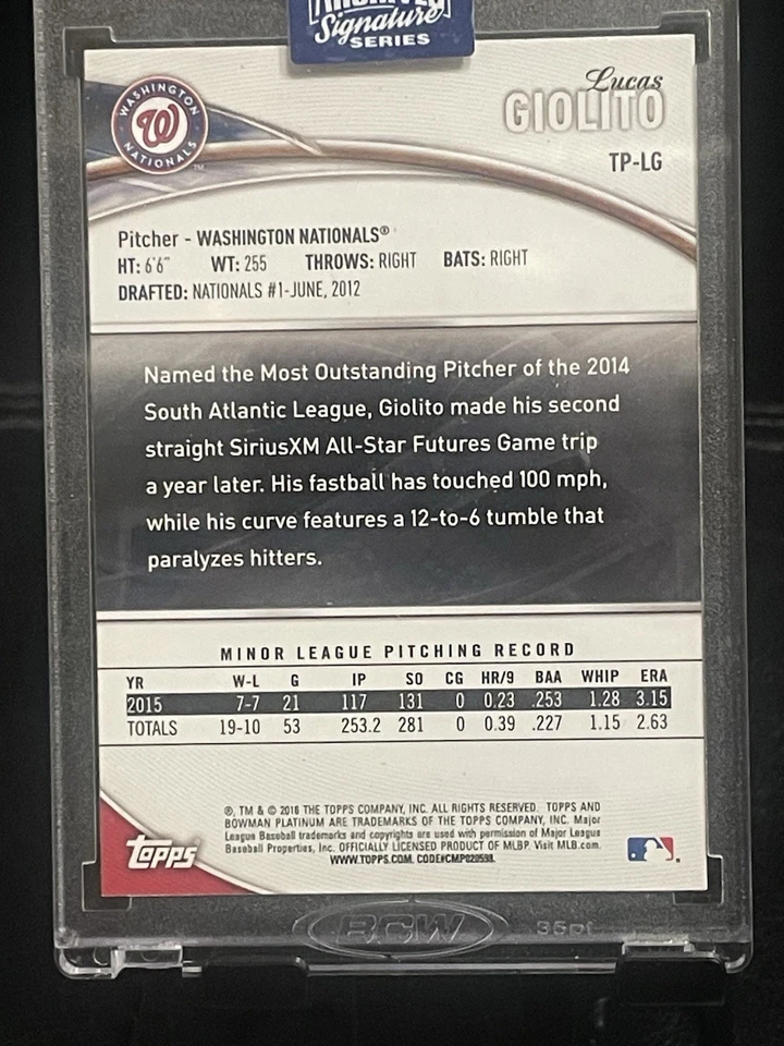 2020 Lucas Giolito Topps Archive Reserve ON CARD 1/1 AUTOGRAPH Encased Red Sox - Image 4 of 4