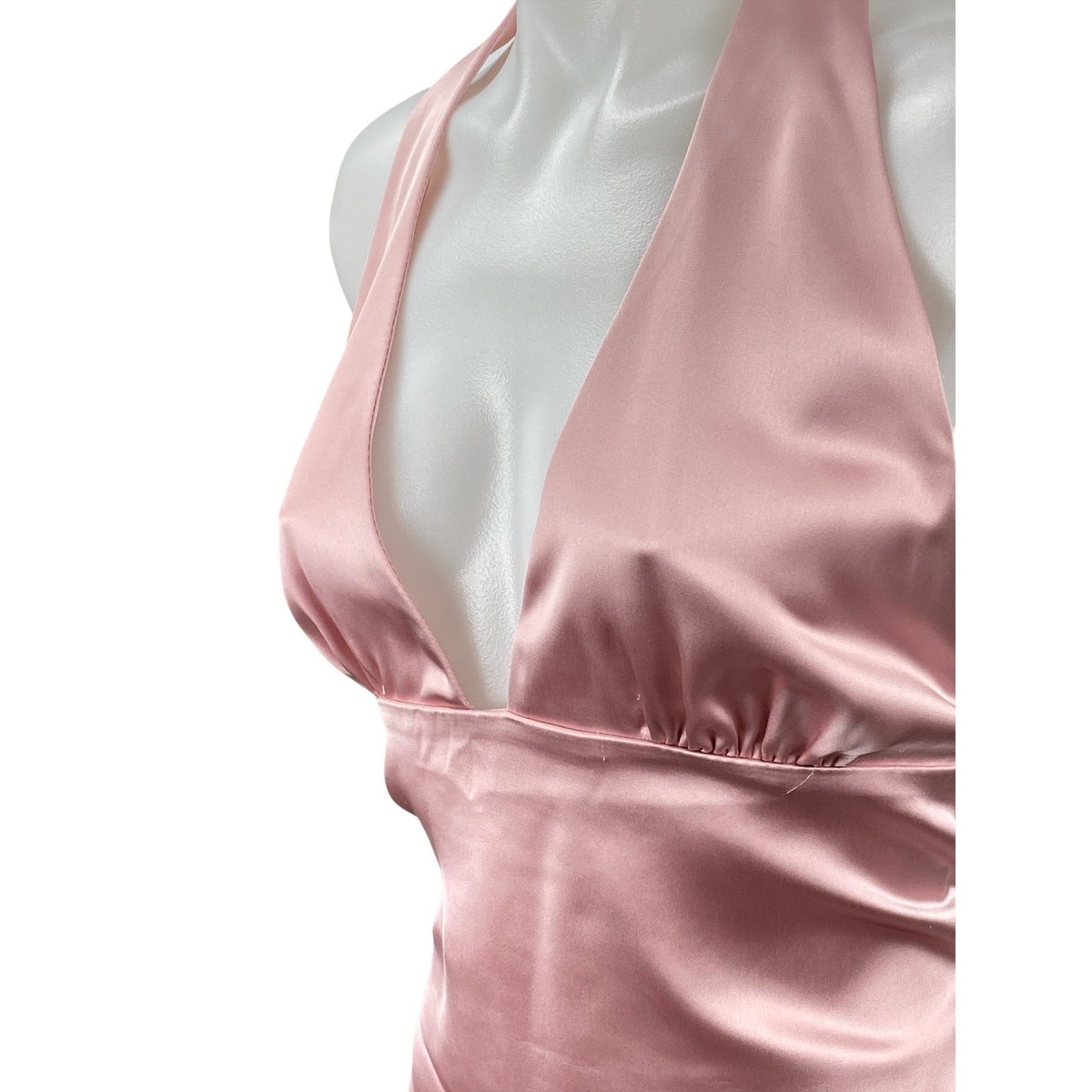 Zara Pink Silk Satin Halter Plunge V Neck Sleeveless Backless Blouse Top Size L | eBay Zara Pink Silk Satin Halter Plunge V Neck Sleeveless Backless Blouse Top Size L | eBay