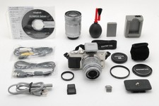Double Lens kit Top MINT w/Cap Olympus PEN Lite E-PL5 Silver From JAPAN