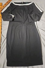 Lauren Ralph Lauren Dress Womens Sz 16 Black Shift Minimalist Luxury Stretch 