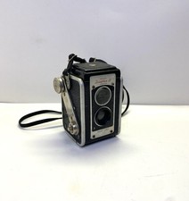 Vintage Kodak Duaflex III Black Silver 620 Film Box Camera With Strap