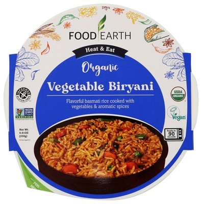 Organic Vegetable Biryani Heat And Eat Meal By Food Earth 8.81 Oz Rice