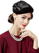 Wool Felt Fascinators Hat For Women Ladies Berets Caps Tea Party Church Hats