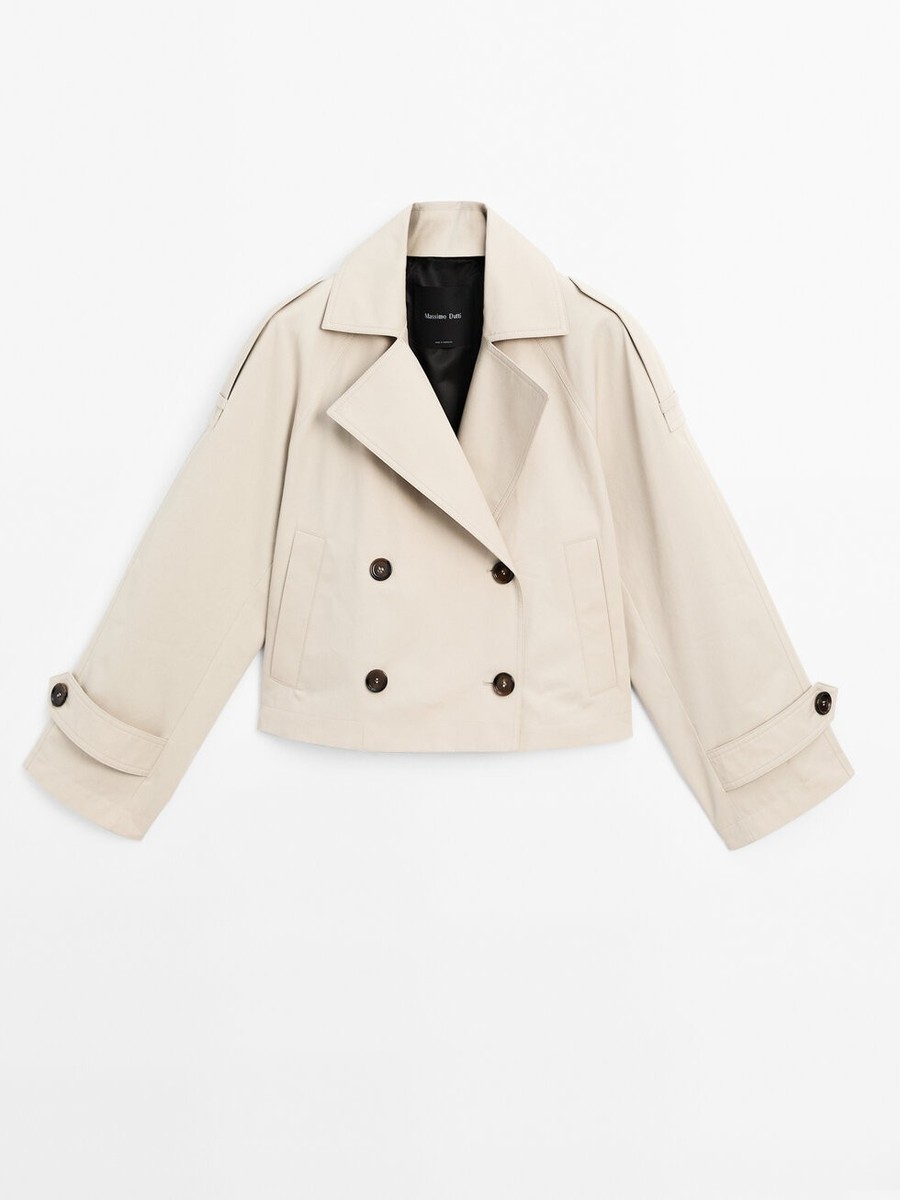 NWT Massimo Dutti Womens Size S Water-Repellent Trench Coat with