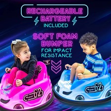 Kids Glow 6V Battery-Powered Bumper Car Ride-On w/ 3 Light Patterns, Ages 1.5 