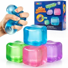 4 Pack Stress Relief Fidget Cube Toys - High Density Squishy Sensory Fun for Kid