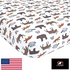 Hudson Baby Unisex Cotton Fitted Crib Sheet - Animal Adventure - Soft  Breathab