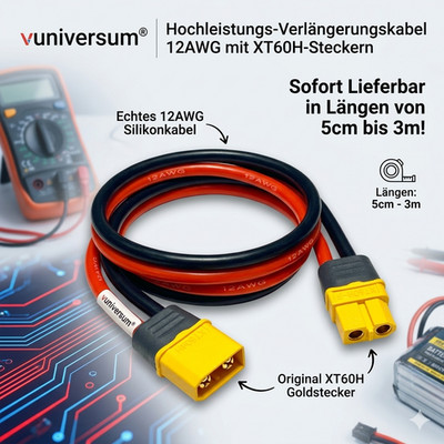   XT60H Buchse auf Stecker Verlängerungskabel Adapterkabel AWG12 10-300cm XT60  