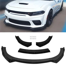 Front Bumper Lip V4 Style Glossy Black For Dodge Charger SRT Widebody 2020-2023