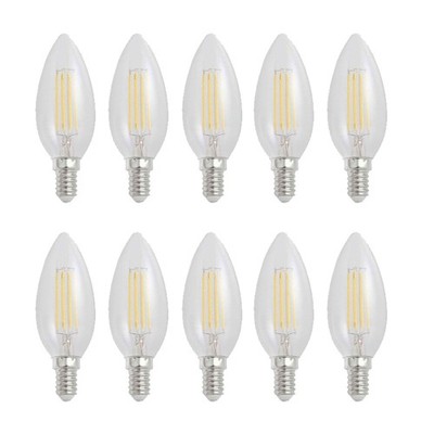 10 x LED Filament Leuchtmittel Kerze 4W = 40W E14 klar 460lm Neutralweiß 4000K