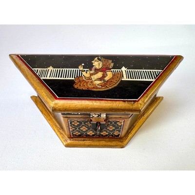 Antique Mughal-Style Hand-Painted Dowry Box   India, c. 1900