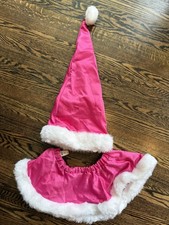 New Victoria Secret Hot Rhinestone Pink Santa Hat Skirt Set