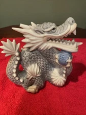 Yoshimi K Dragon Blue Porcelain Made In Japan Asian Decor Figurine