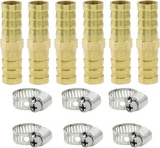 6Pcs Brass Hose Barb Fitting, 3/8" to Splicer Mender 3/8 Inch Hose Fittings Bras