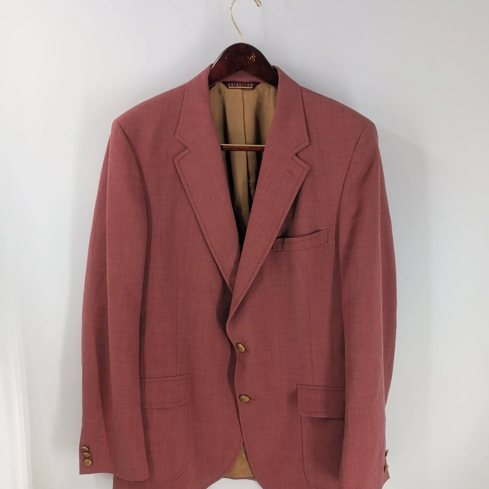 Vintage Nordstrom Two Button Front Lapel Notch Sport Coat Blazer Muted Red
