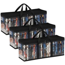 Portable DVD Storage Boxes 3-Pack Sturdy Carrying Handles for Home & Travel Use