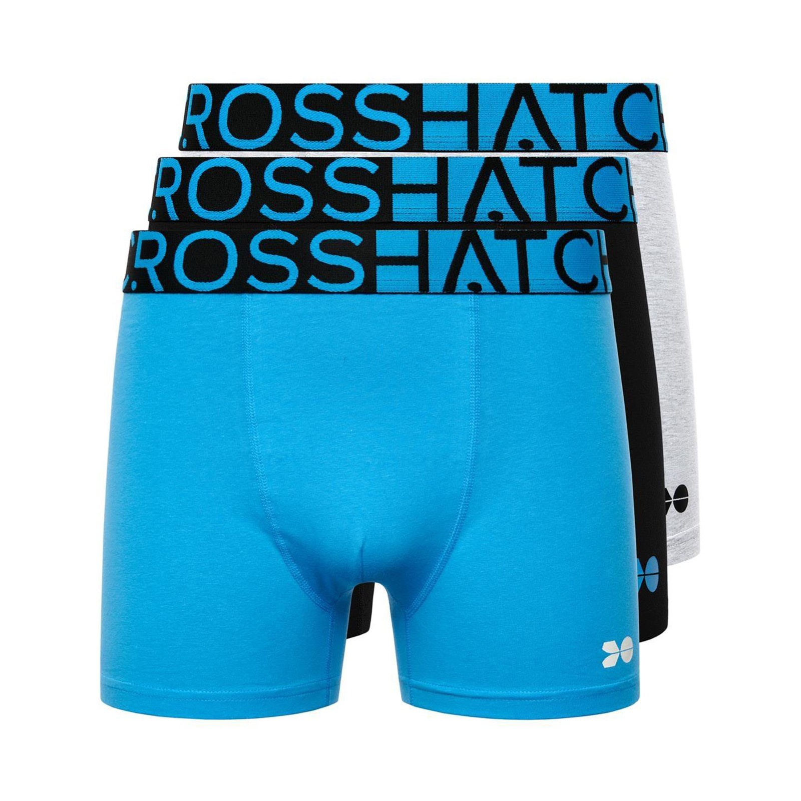 Crosshatch Dumas Mens Boxer Shorts 3pk Everyday Cotton Comfort Stretch Blue
