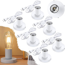 6 Pcs Polished Metal Desktop Lamp E26 E27 Screw Light Bulb Sockets Holder Base L