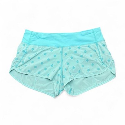 RARE lululemon athletica Women s Blue Polka Dot Athletic Shorts Pockets Zip 2.5''