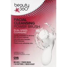 Beauty 360 Facial Cleansing Power Brush W/Dual Speed Cleansing 2 Brush Heads