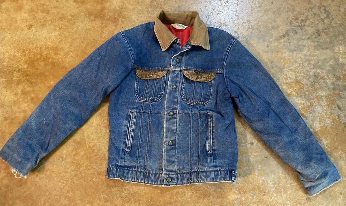 Key Imperial Men's VTG Denim Farm /Trucker Red quilt Lined JKT