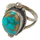 Vintage Navajo Turquoise Silver Ring Signed Cortez H Size 4