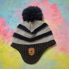 Little Me Football MVP Winter Beanie Hat 12-24 Months Knit Gray Blue